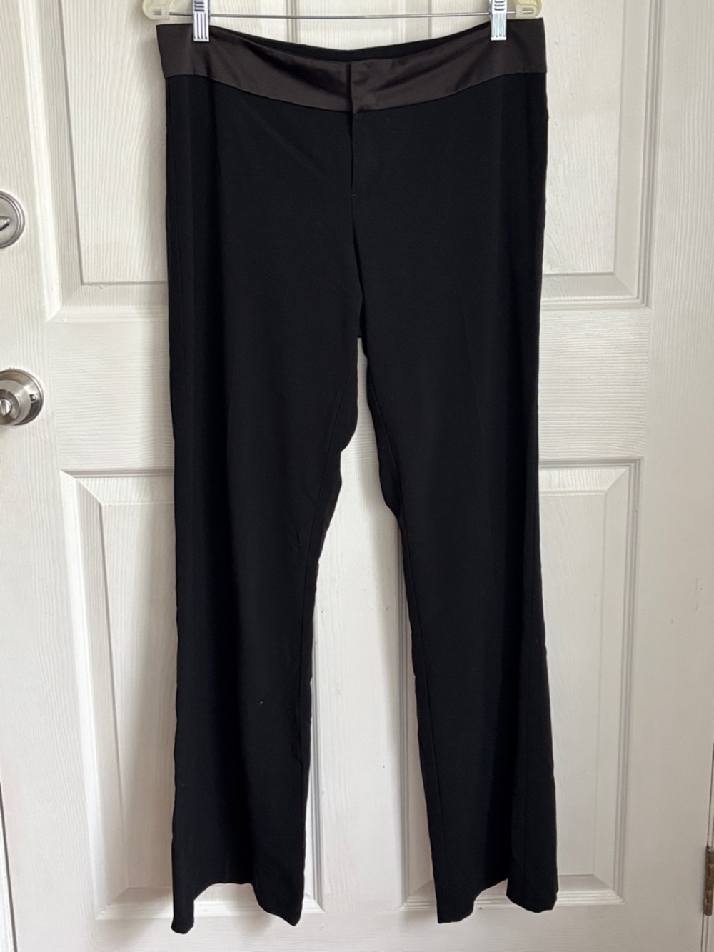 mandee Y2K Black Wide-Leg Dress Pants with Satin Waistband size 11 career wear